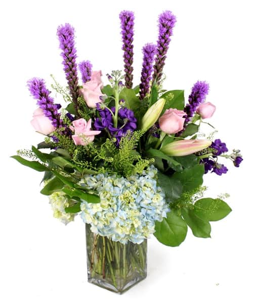 Our Joyful Spirit Bouquet is created with a variety of flowers that are visually pleasing and have a wonderful scent. Stock and Oriental lilies are beautiful to the eye and have a lovely fragrance.